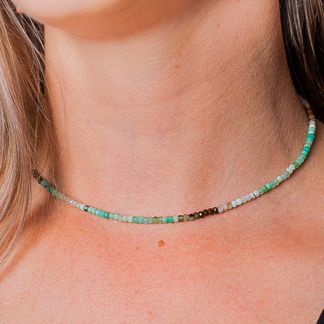 Heal your heart - Crisopraz - choker cu cristale naturale si argint