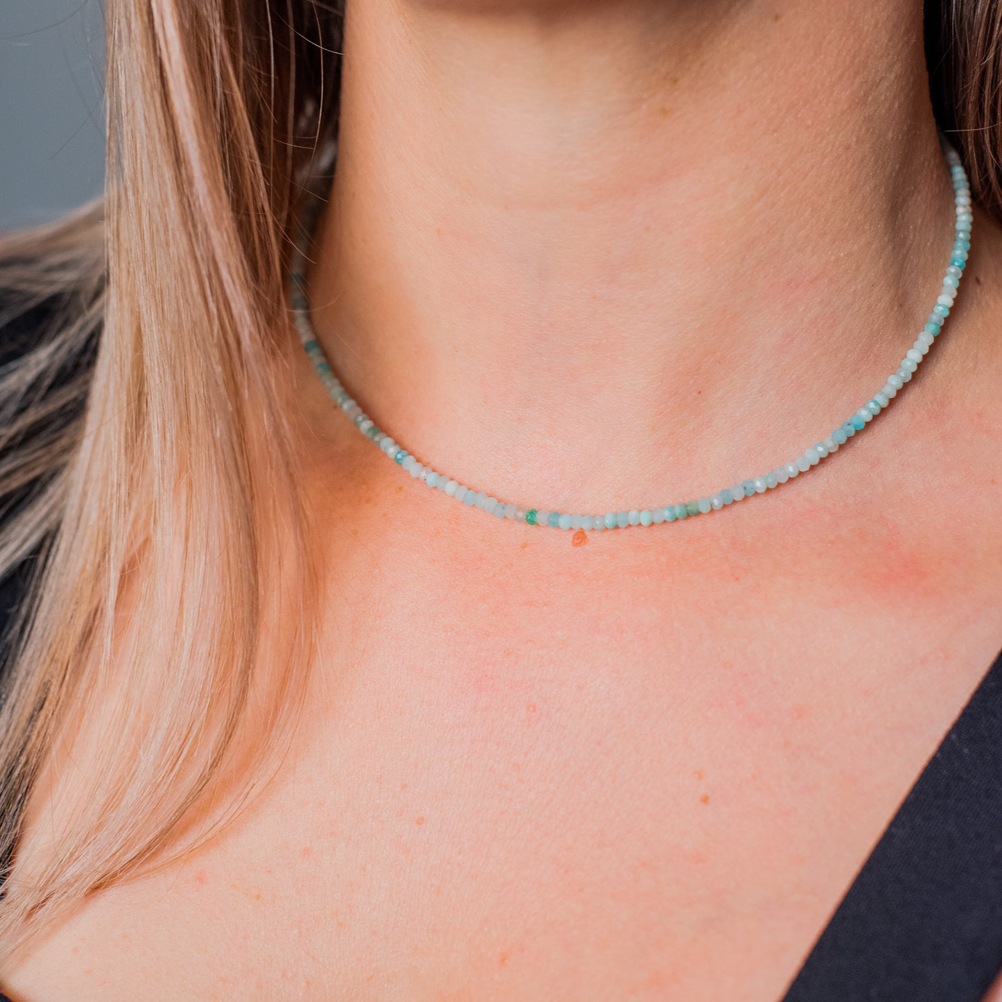 Independence - Amazonit - choker cu cristale naturale si argint