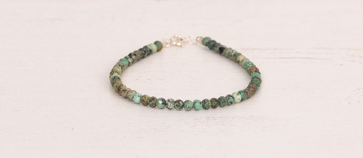 Evolution - African Turquoise tiny crystals & Sterling Silver clasp