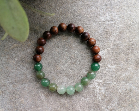 Prosperity - Green aventurine, Rosewood